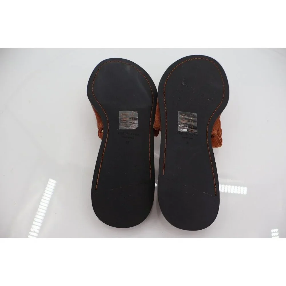 Rag&Bone Melrose Flip Flop Slide Sandal Size 37 7 Brown Suede Flat Shoes Comfy - Picture 9 of 11